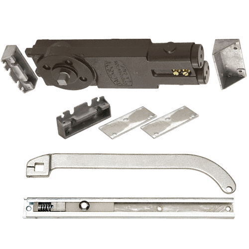 Jackson 21201P62801 Satin Aluminum Regular Duty Spring 105 degree No Hold Open Overhead Concealed Closer with "P" Offset Slide-Arm Hardware Package