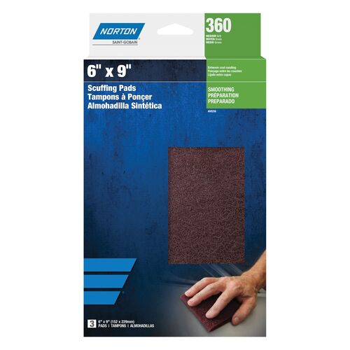 Norton 07660700256 00256 Non-Woven Scuff Pad, 6 in W x 9 in L Maroon