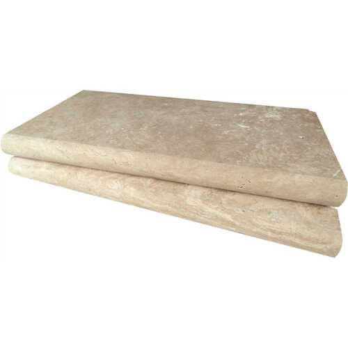 Tuscany Beige 2 in. x 12 in. x 24 in. Gold Brushed Travertine Pool Coping (40 sq. ft./Pallet)