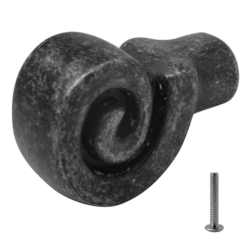 Swirl'Z Designer Contemporary Cabinet Knob 1-1/8" Diameter For Kitchen And Cabinet Hardware Wrought Iron Dark - pack of 5