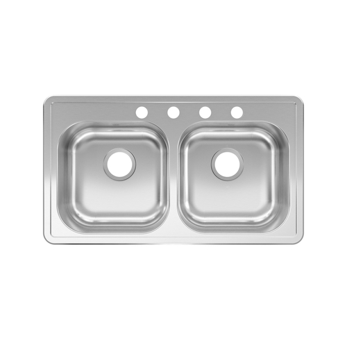 Franke RDLA3319-6-4CBN Kitchen Sink Kindred Stainless Steel Top Mount 33" W X 19" L Two Bowls