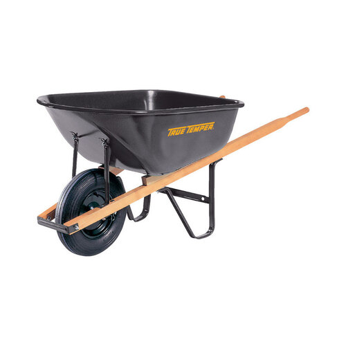 True Temper S6U25 Wheelbarrow Steel 6 cu ft Black