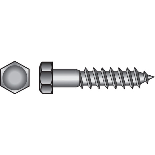 Lag Screw 5/8" X 5" L Hex Zinc-Plated Steel Zinc-Plated