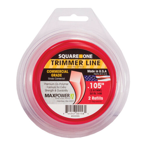 Maxpower 332005 Trimmer Line Square One Commercial Grade 0.105" D X 30