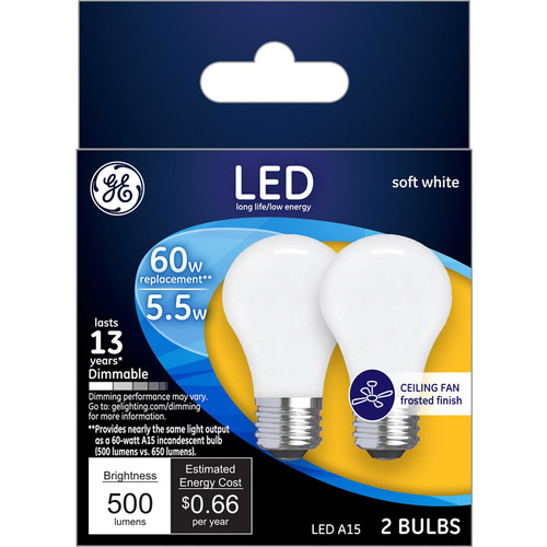 GE 25986 LED Bulb A15 E26 (Medium) Soft White 60 W Frosted