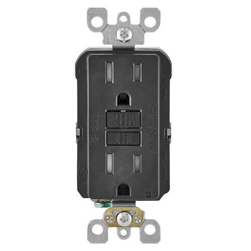 GFCI Outlet SmartlockPro 15 amps 125 V Duplex Black 5-15R Black