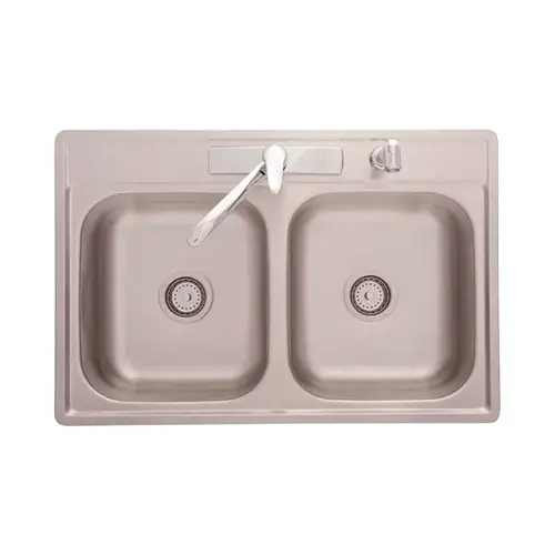 Kitchen Sink Kindred Stainless Steel Top Mount 33" W X 22" L Two Bowls