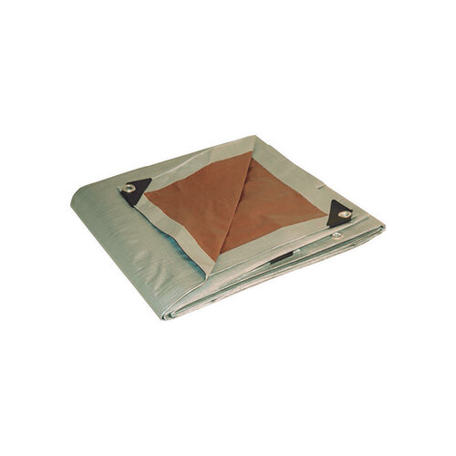 Reversible Tarp . Dry Top 12 ft. W X 16 ft. L Heavy Duty Polyethylene Brown/Silver Brown/Silver