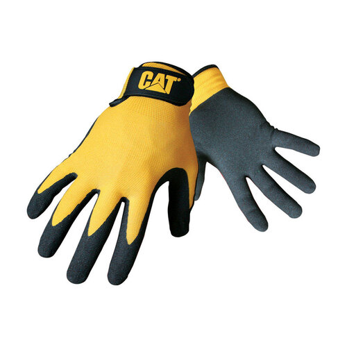 017416L Protective Gloves, L, Open Cuff, Nylon, Black/Yellow