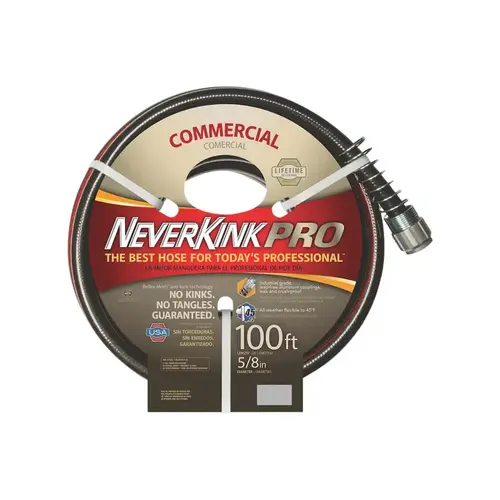 Teknor Apex 8844-100 Garden Hose NeverKink Pro 5/8" D X 100 ft. L Heavy Duty Contractor Grade Black Black