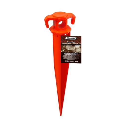 Ground Stake, 11 in L, 5/8 in W, Plastic Orange