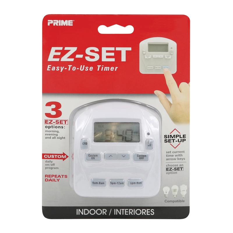 Prime TNIDP12-RC Digital Timer EZ-Set Indoor 125 V White White