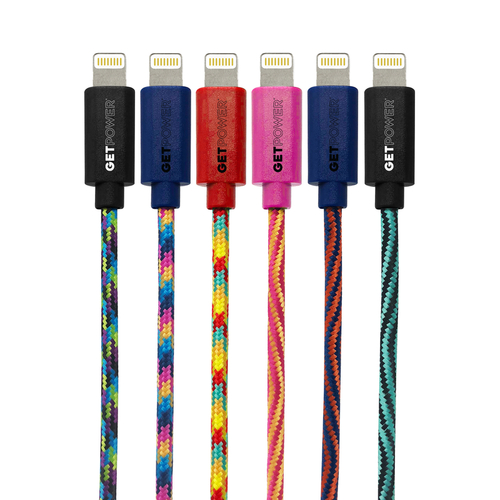 GetPower GP-XL-BRD-L Lightning to USB Cables 10 ft. L Assorted