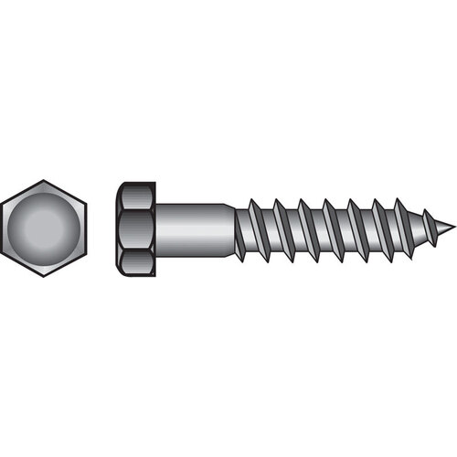 Lag Screw 5/8" X 4" L Hex Zinc-Plated Steel Zinc-Plated