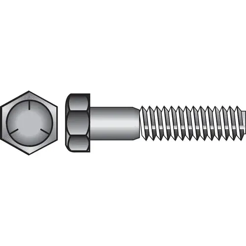 Hex Head Cap Screw 1/4" D X 4-1/2" L Heat Treated Zinc Steel Heat Treated Zinc