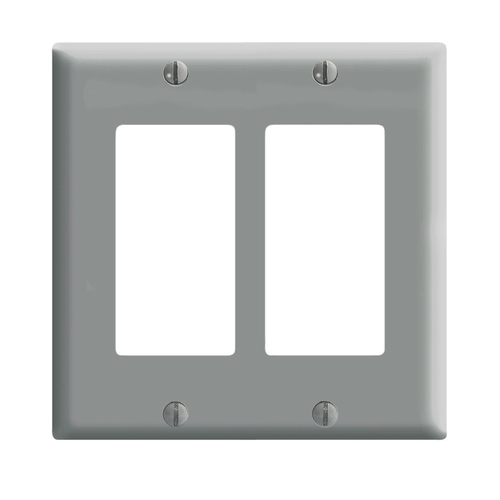 Wall Plate Decora Gray 2 gang Thermoset Plastic Decora/GFCI Gray