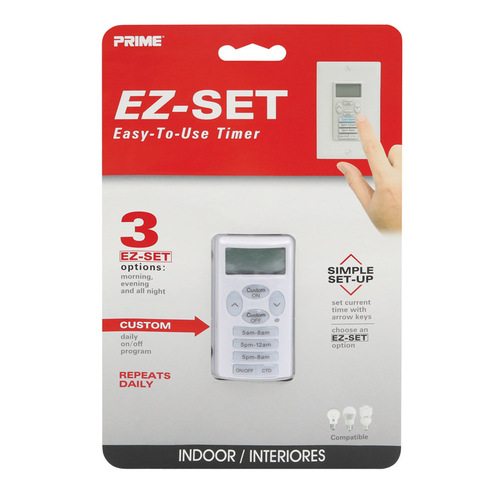 Prime TNIWP-RC Digital In Wall Timer EZ-SET Indoor White White