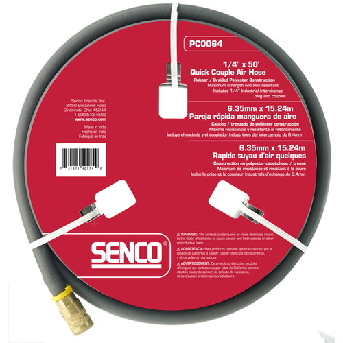Senco PC0064 Air Hose 50 ft. L Rubber 250 psi Gray Gray