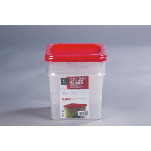 Cambro Camsquare Cash And Carry 6 Quart Translucent Poly Winter Rose Container With Lid, 12 Each