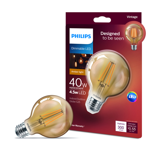 Inconsistent onderwijzen blad Philips 537589 LED Bulb G25 E26 (Medium) Amber Warm White 40 W Clear