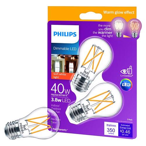 Philips 548981 LED Bulb A15 E26 (Medium) Soft White 40 W Clear Pair