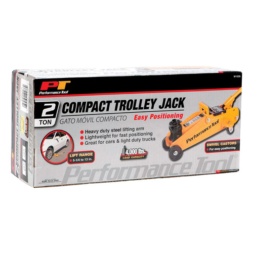Performance Tool W1606 Automotive Trolley Jack Manual 2 ton Yellow