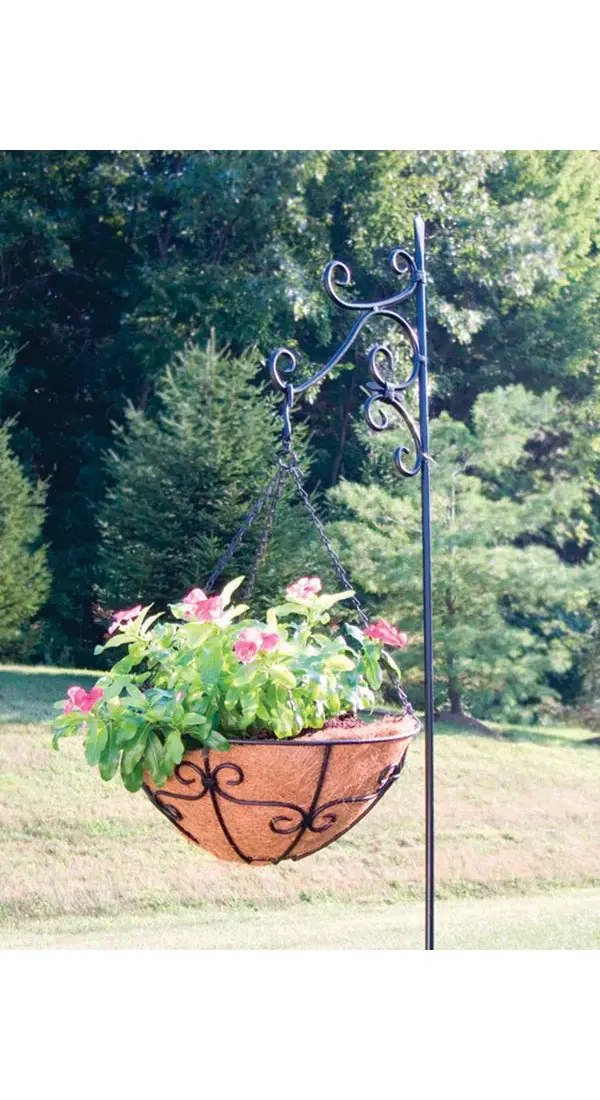 Panacea Black Steel 72 in. H Fleur-de-Lys Plant Hanger