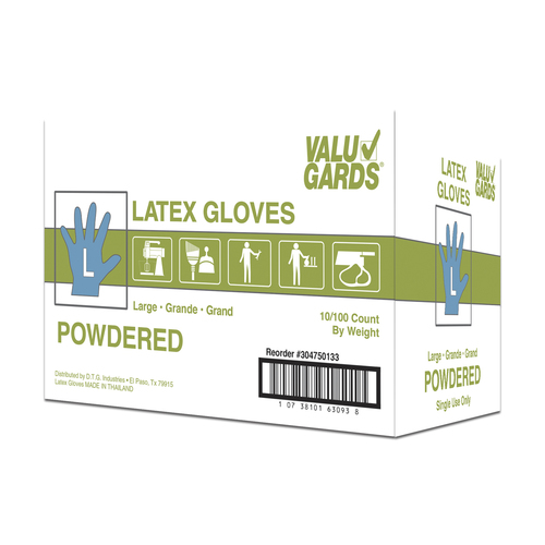 VALUGARDS 304750133 Valugards Latex Powdered Large Glove, 100 Each