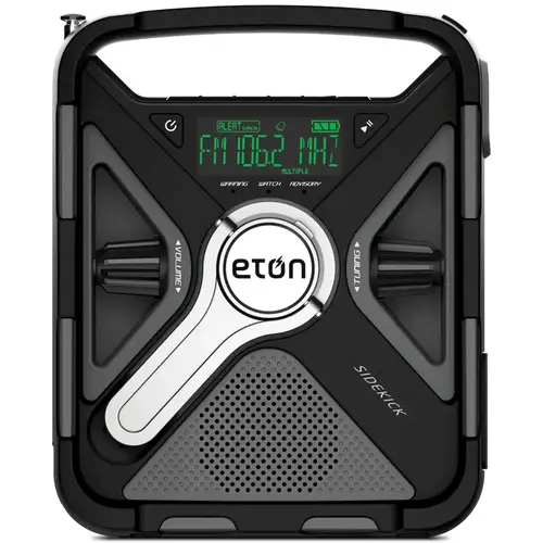 Eton NFRX5SIDEKICK Sidekick Weather Alert AM/FM Radio, Bluetooth, Rechargeable Black