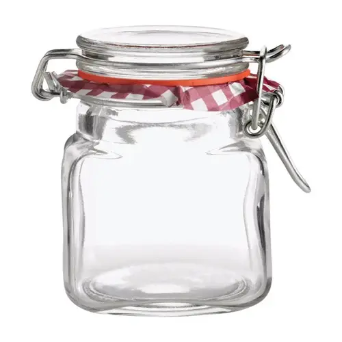 2 Oz. Square Clip Top Glass Jar Clear