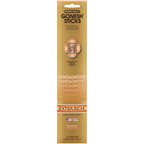 Gonesh 1017851 Incense Sticks Extra Rich Sandalwood Scent 1 oz Solid