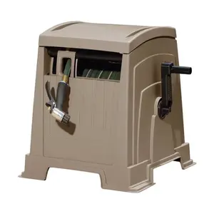 Suncast Slide Trak 165 ft. Taupe Free Standing Hideaway Hose Reel