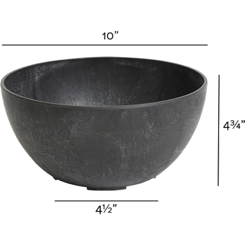 Bowl Planter Artstone 4.8" H X 9.9" W X 9.9" D X 9.9" D Resin Napa Black Black - pack of 5