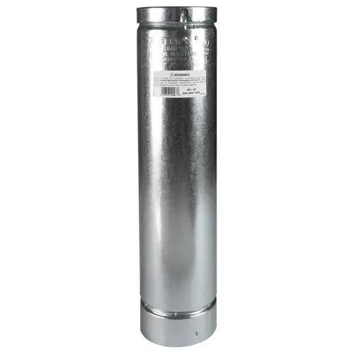 Round Gas Vent Pipe 4" D X 18" L Aluminum Silver