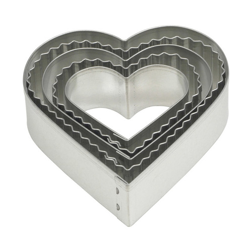 Heart Shaped Cookie Cutter Set Silver Stainless Steel Silver