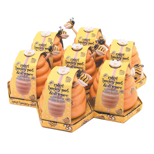 Mini Honey Pot & Dipper Yellow Ceramic Yellow - pack of 7