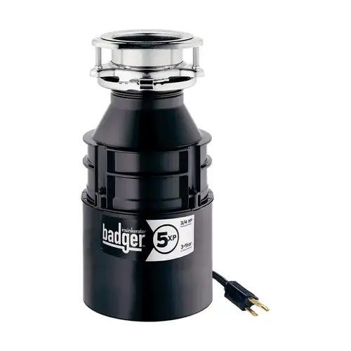Garbage Disposal with Power Cord Badger 3/4 HP Continuous Feed Gray