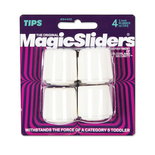 Magic Sliders 94400-XCP6 Leg Tip Rubber White Round 1" W White - pack of 6