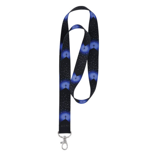 Lanyard Polyester Blue Decorative Key Chain Blue - pack of 6