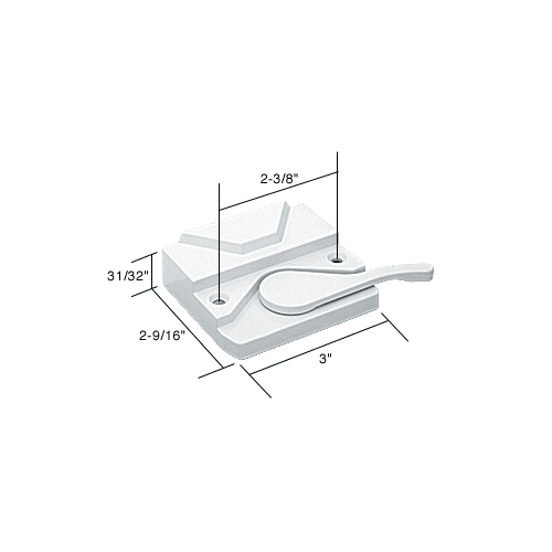 White Right Hand Window Sash Lock With 2-3/8" Screw Holes