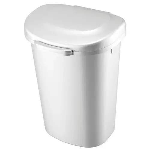 Wastebasket 13 gal White Plastic Touch Top White - pack of 4