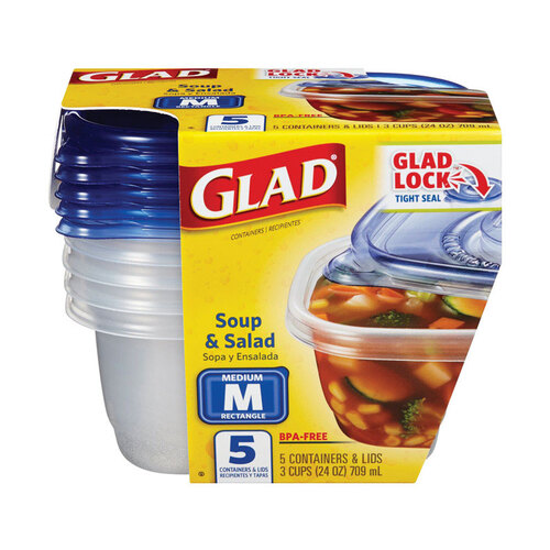 GLAD 60796 Food Storage Container 24 oz Clear Clear