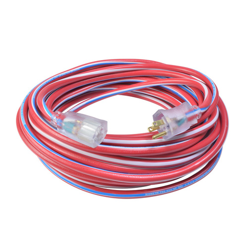 Extension Cord Patriotic Indoor or Outdoor 50 ft. L Blue/Red/White 12/3 SJTW Blue/Red/White Extension Cord Patriotic Indoor or Outdoor 50 ft. L Blue/Red/White 12/3 SJTW Blue/Red/White