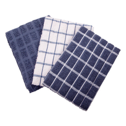 Ritz Kitchen Towels, Terry, Federal Blue - 3 towels
