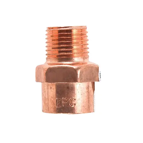 NIBCO W01260D Pipe Adapter 3/4" Copper T X 1/2" D MIP Copper