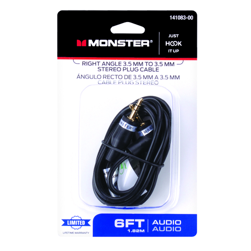 Monster 141083-00 Stereo Plug Cable Just Hook It Up 6 ft. L 3.5 mm Black