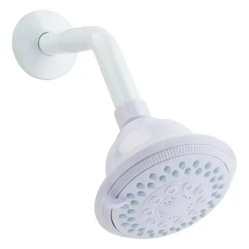 Wallmount Showerhead White PVC 5 settings 1.8 gal White