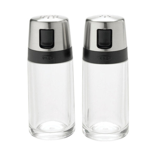 Salt and Pepper Shaker Set Good Grips Silver/Clear Plastic 3 oz Silver/Clear