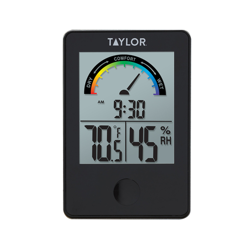 Digital Thermometer Comfort Level Hygrometer Plastic Black 3.54" Black