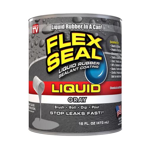 Flex Seal LFSGRYR16 Liquid Rubber Sealant, Gray, 16 oz, Can